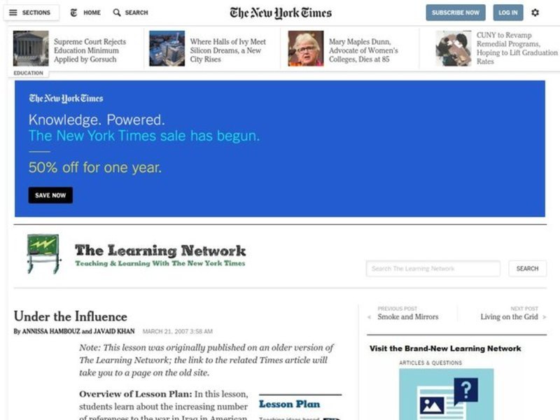 Under the Influence Lesson Plan