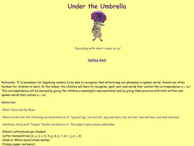 Under the Umbrella Lesson Plan