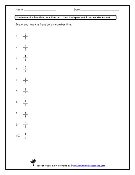 Understand a Fraction on a Number Line Worksheet