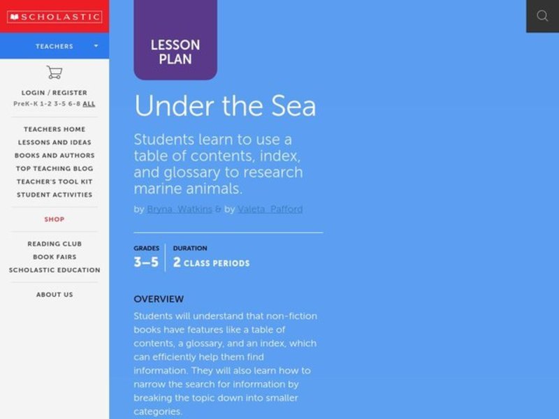 Under the Sea Lesson Plan