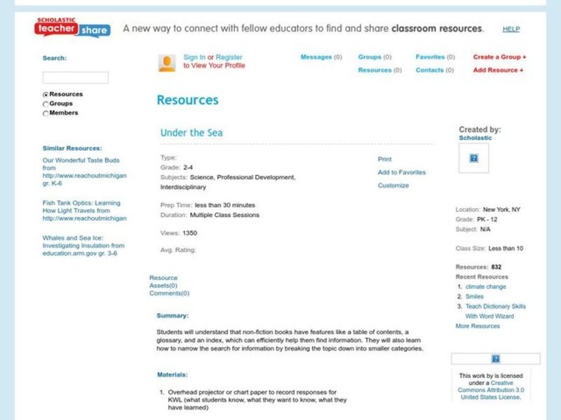 Under The Sea Lesson Plan