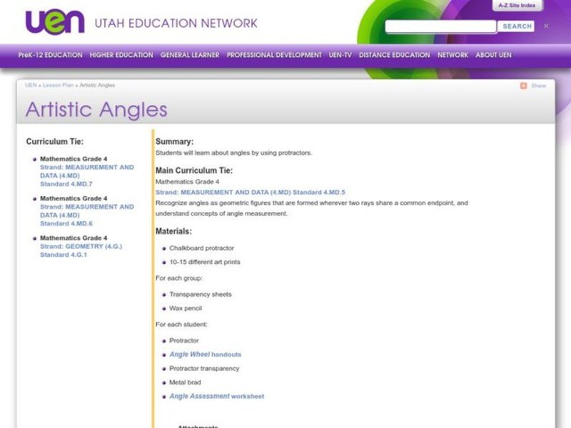 Artistic Angles Lesson Plan