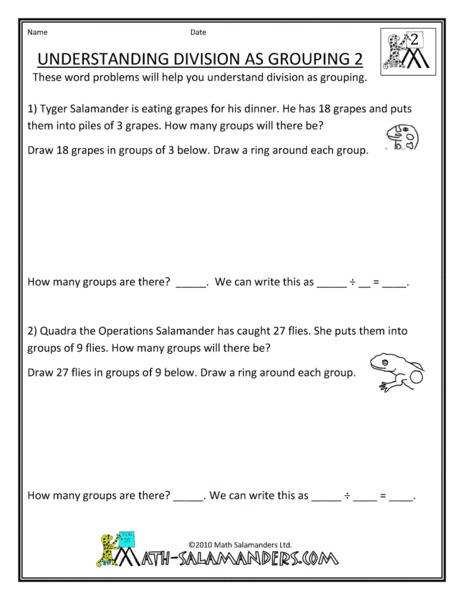 Understanding Division as Grouping Worksheet