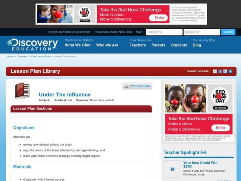 Under the Influence Lesson Plan