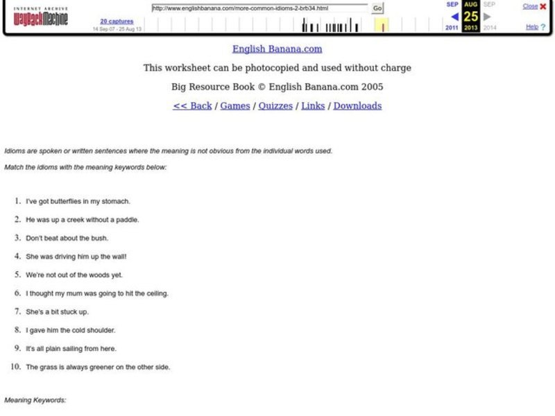 Understanding Idioms Worksheet