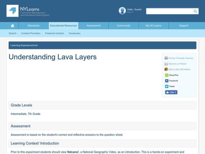 Understanding Lava Layers Lesson Plan