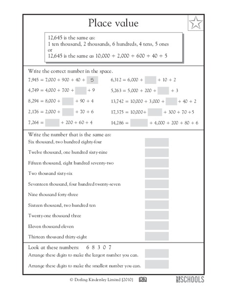 Understanding Place Value Worksheet