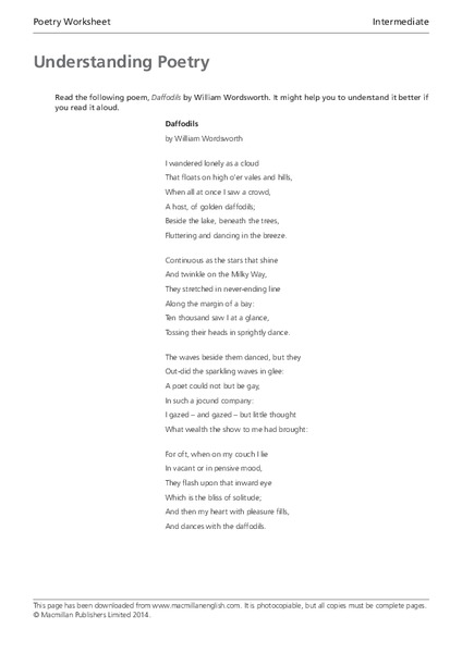 Understanding Poetry Worksheet