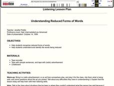Understanding Reduced Forms of Words Lesson Plan