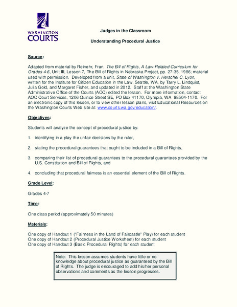 Understanding Procedural Justice Lesson Plan