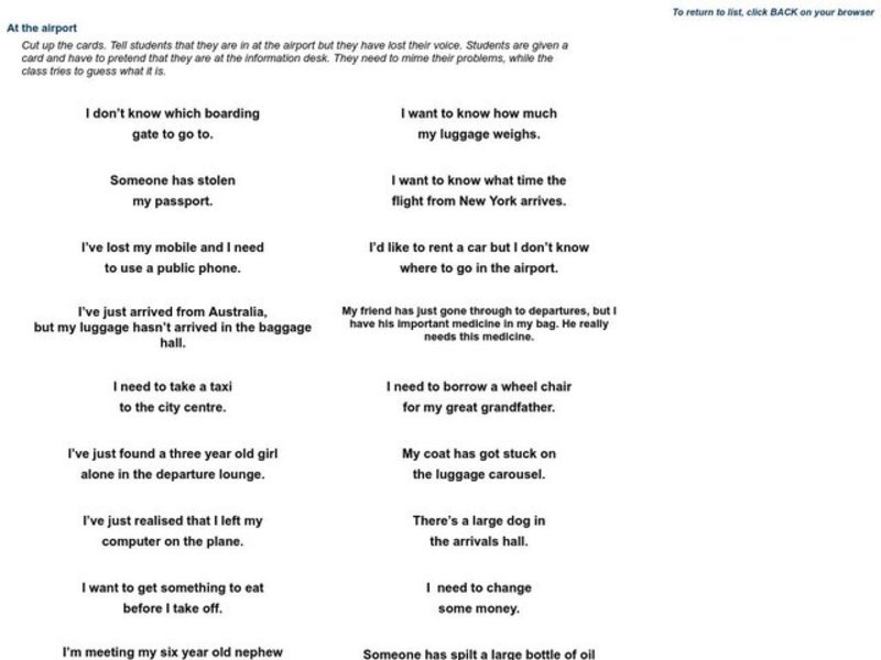 At the Airport Worksheet