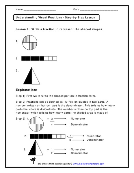 Understanding Visual Fractions Worksheet