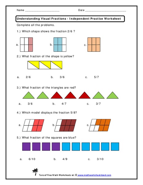 Understanding Visual Fractions Worksheet