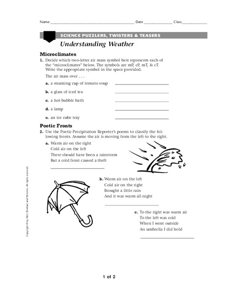 Understanding Weather Worksheet