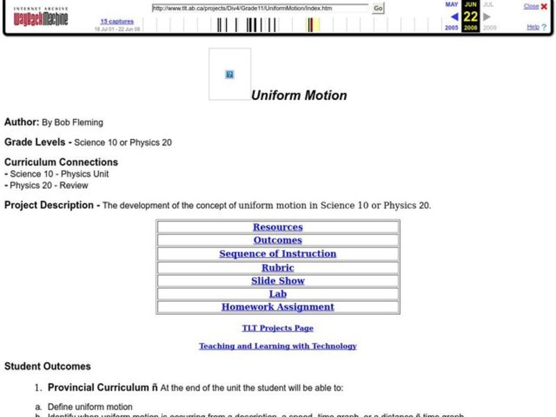 Uniform Motion Lesson Plan