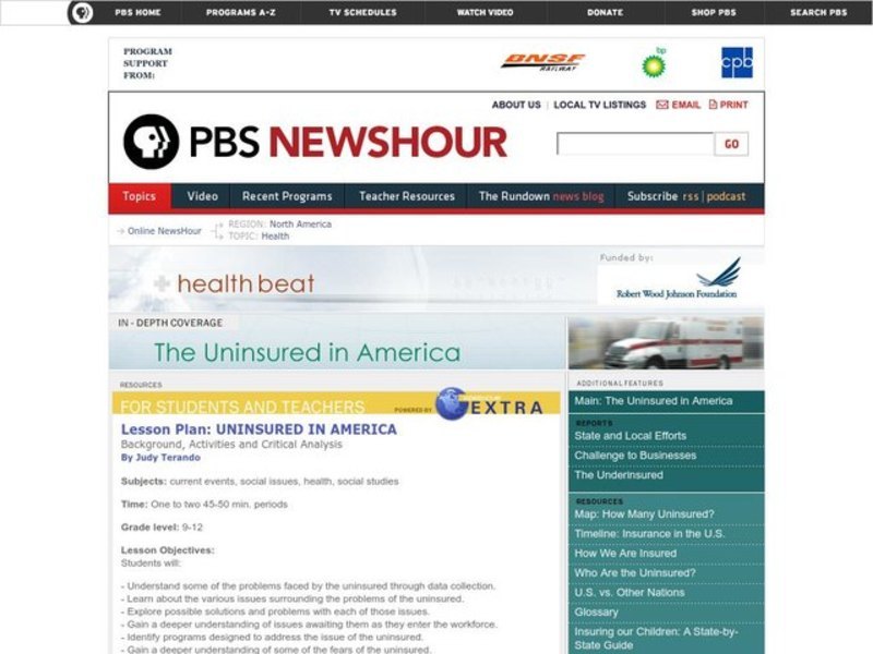 Uninsured in America Lesson Plan