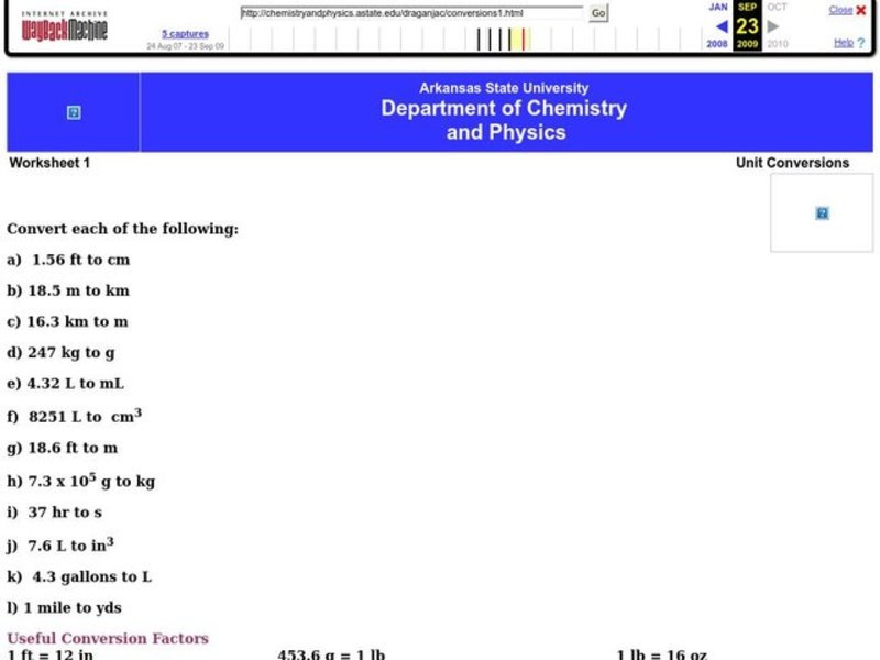 Unit Conversions Worksheet
