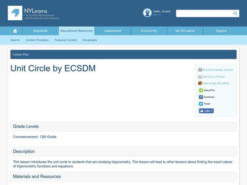 Unit Circle Lesson Plan