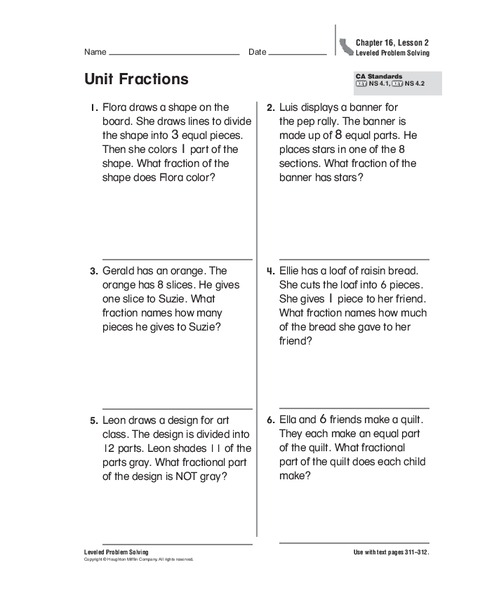 Unit Fractions Worksheet