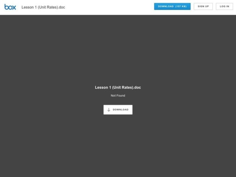 Unit Rates Lesson Plan