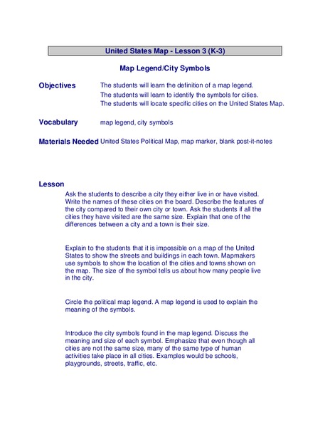 United States Map Lesson Plan