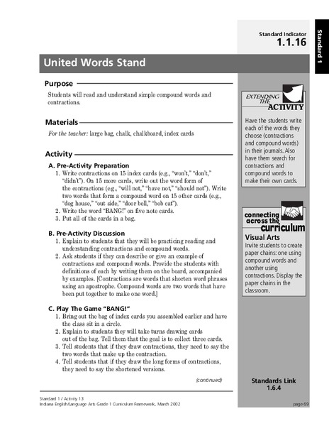 United Words Stand Lesson Plan
