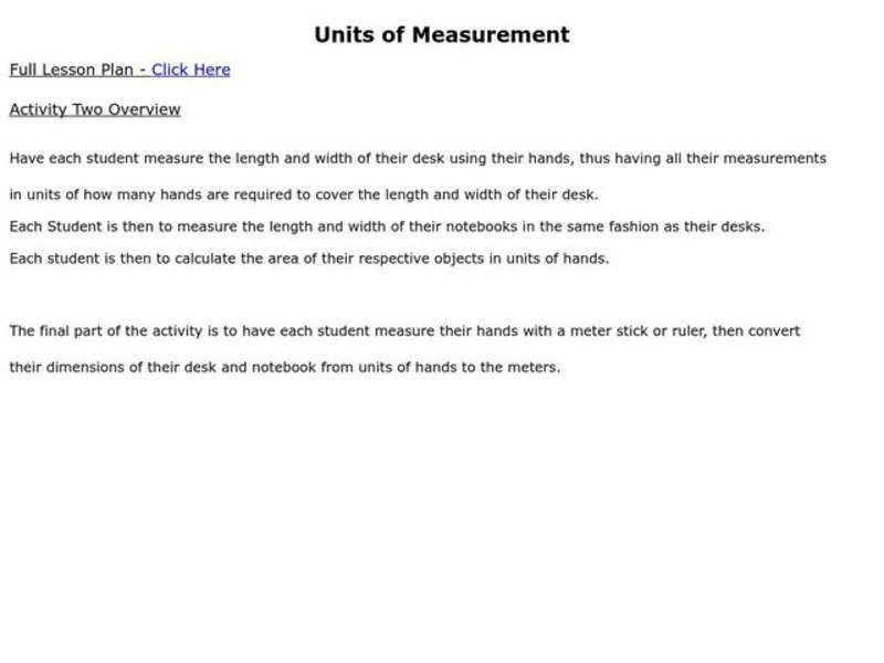 Units of Measurement Lesson Plan
