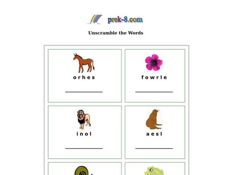 Unscramble the Words Worksheet