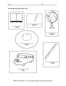 Unscramble the words Worksheet