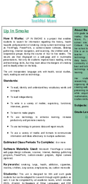 Up in Smoke Lesson Plan