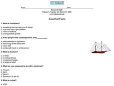 Assorted Facts Worksheet