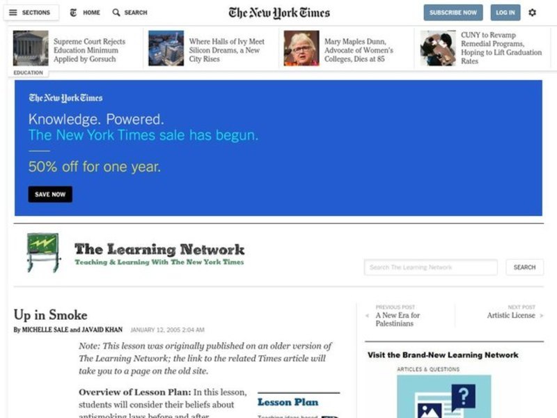 Up in Smoke Lesson Plan