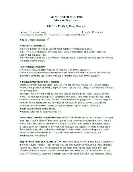 Up, Up and Away Lesson Plan