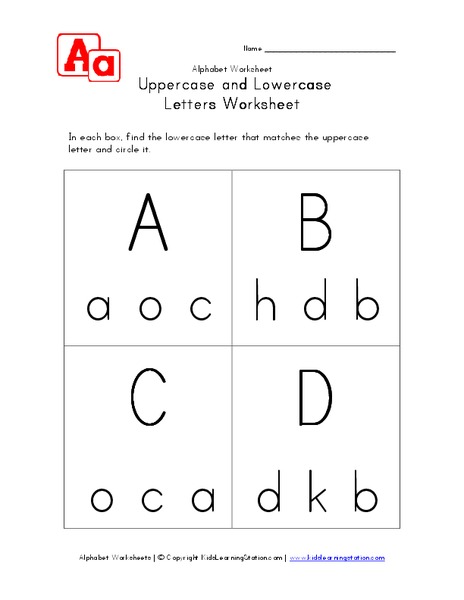 Uppercase and Lowercase Letters Worksheet Worksheet