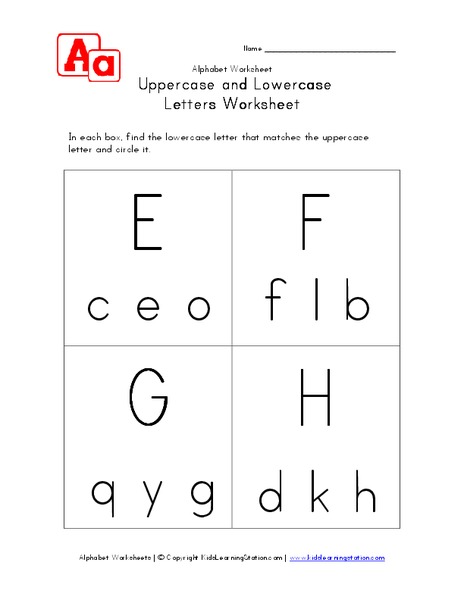Uppercase and Lowercase Letters Worksheet Worksheet