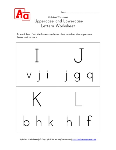 Uppercase and Lowercase Letters Worksheet Worksheet