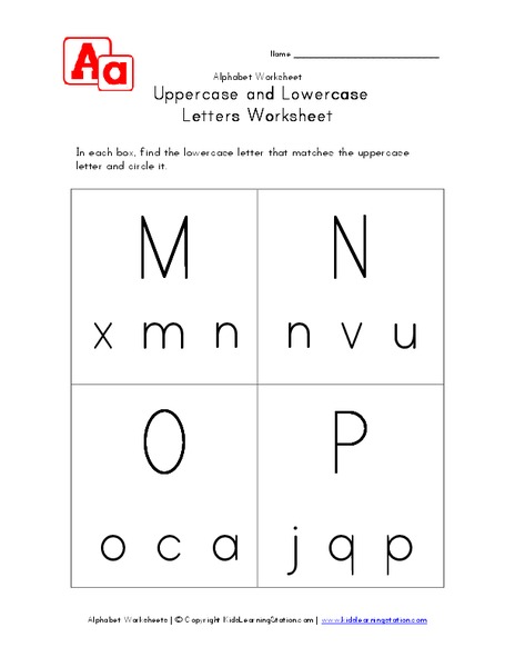 Uppercase and Lowercase Letters Worksheet Worksheet