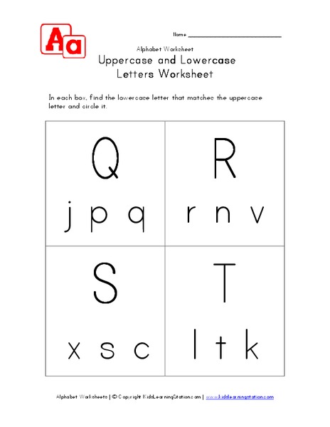 Uppercase and Lowercase Letters Worksheet Worksheet