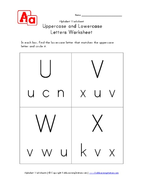 Uppercase and Lowercase Letters Worksheet Worksheet