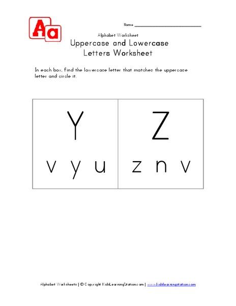 Uppercase and Lowercase Letters Worksheet Worksheet