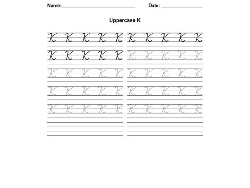 Uppercase K Worksheet