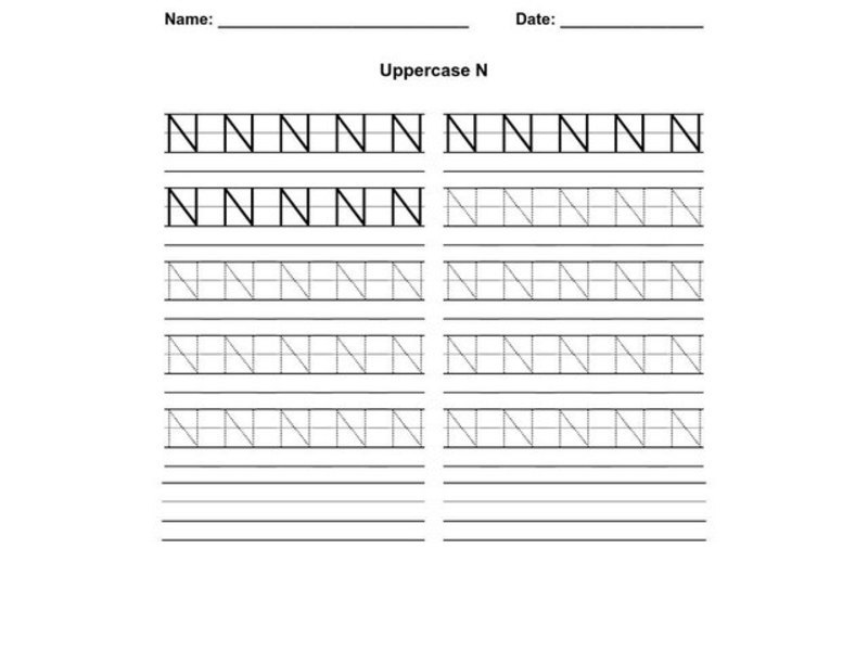 Uppercase N Worksheet