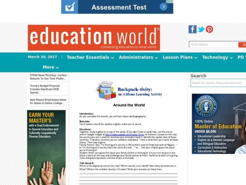 Around the World Lesson Plan