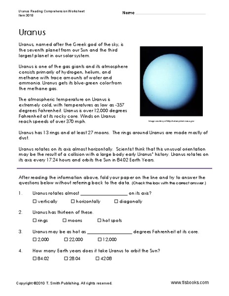 Uranus Worksheet