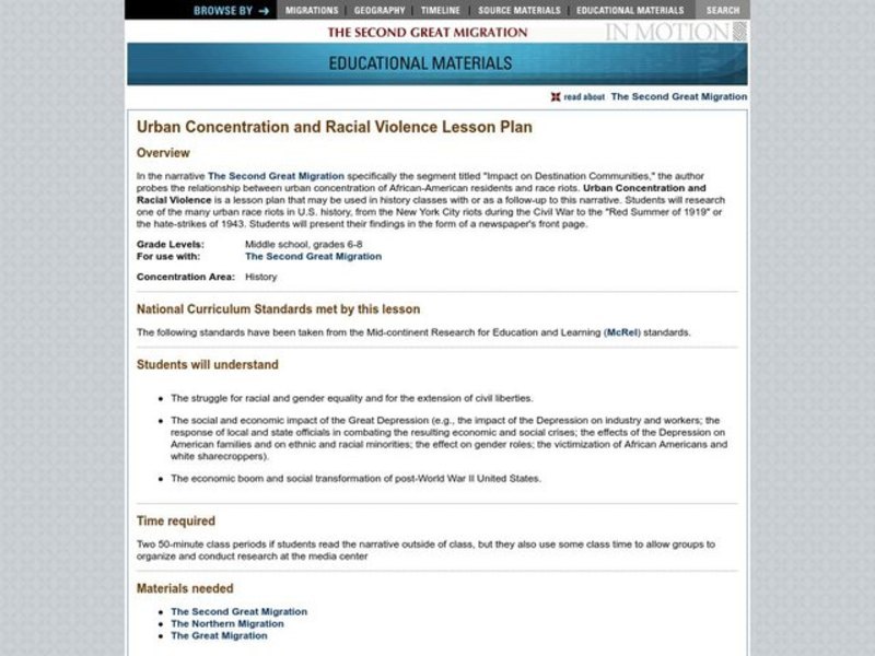 Urban Concentration And Racial Violence Lesson Plan