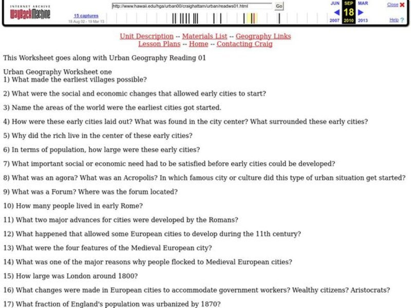 Urban Geography  Lesson Plan