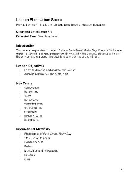 Urban Space Lesson Plan