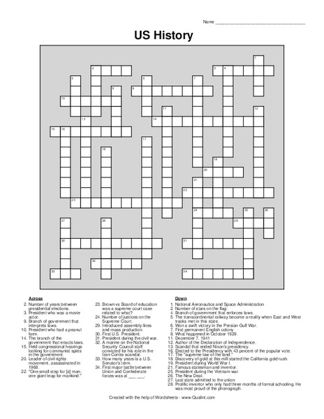 US History Worksheet