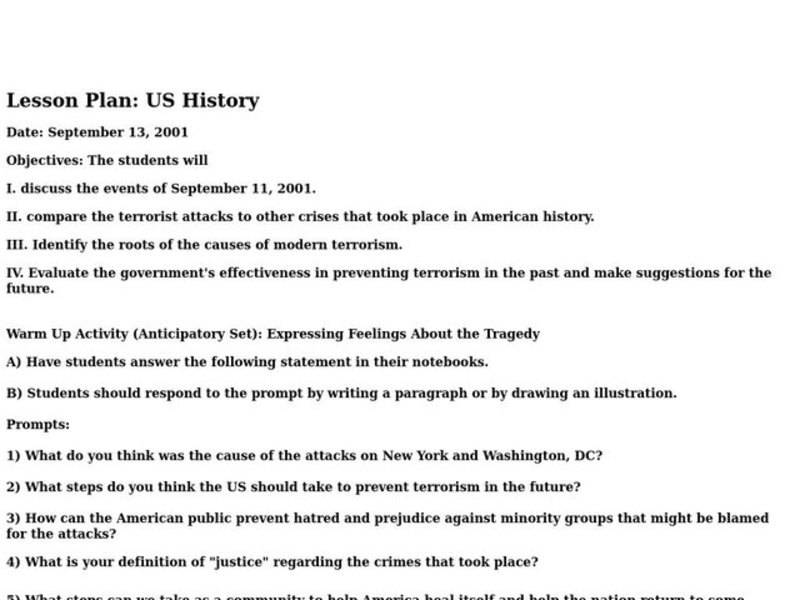 US History Lesson Plan