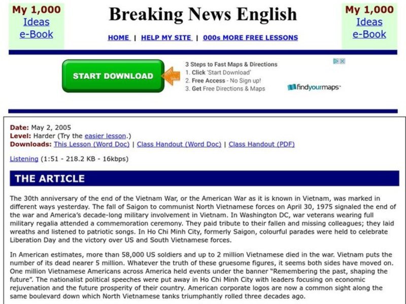 Us Vietnam Mark End of War Worksheet